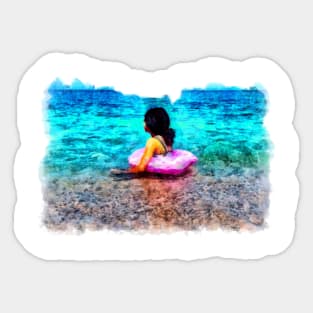 A girl in a sea Sticker